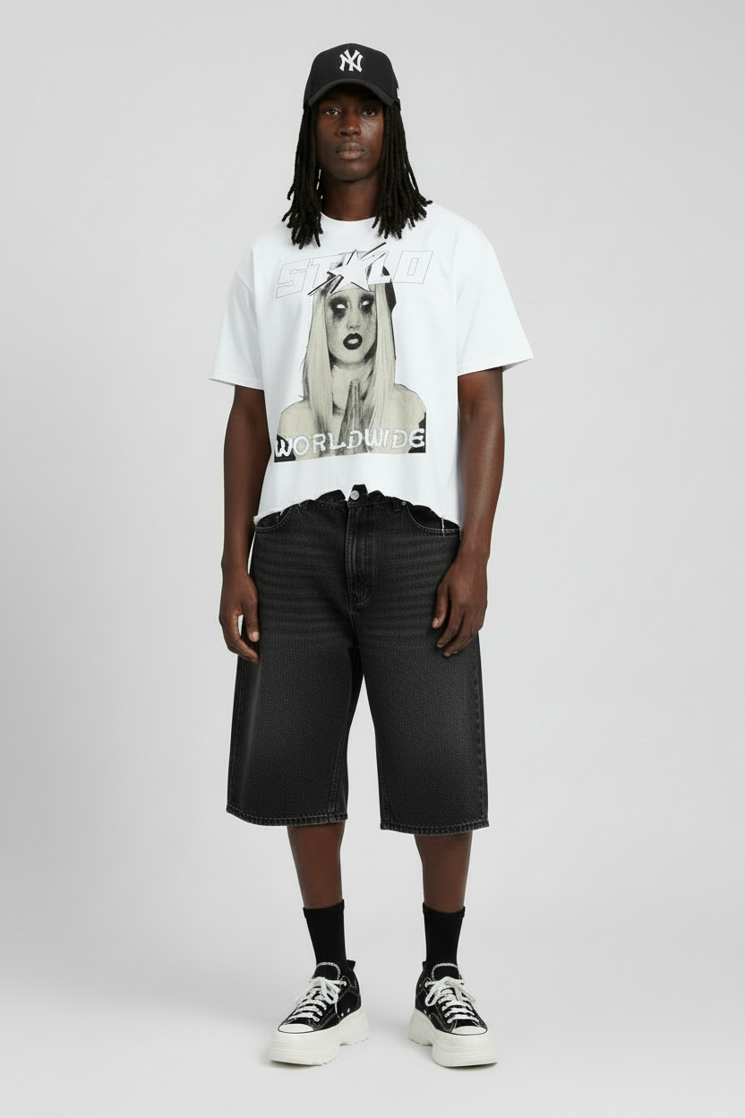 Stolo Clothing Co PREYING NUN Vintage Wash Boxy Distressed Hem Tee