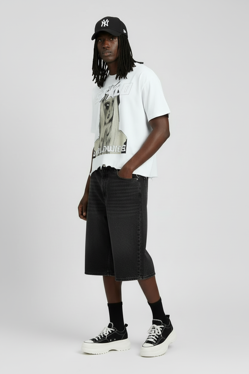 Stolo Clothing Co PREYING NUN Vintage Wash Boxy Distressed Hem Tee