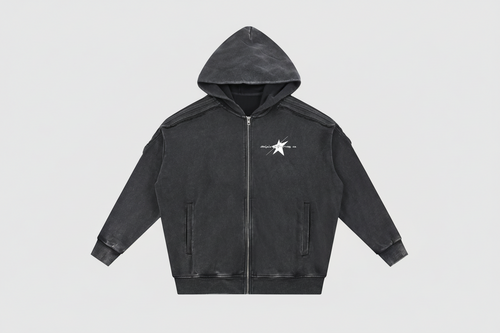 Stolo Clothing Co PROJECT O8 Snow Washed Tape Raw Edge Zip Hoodie