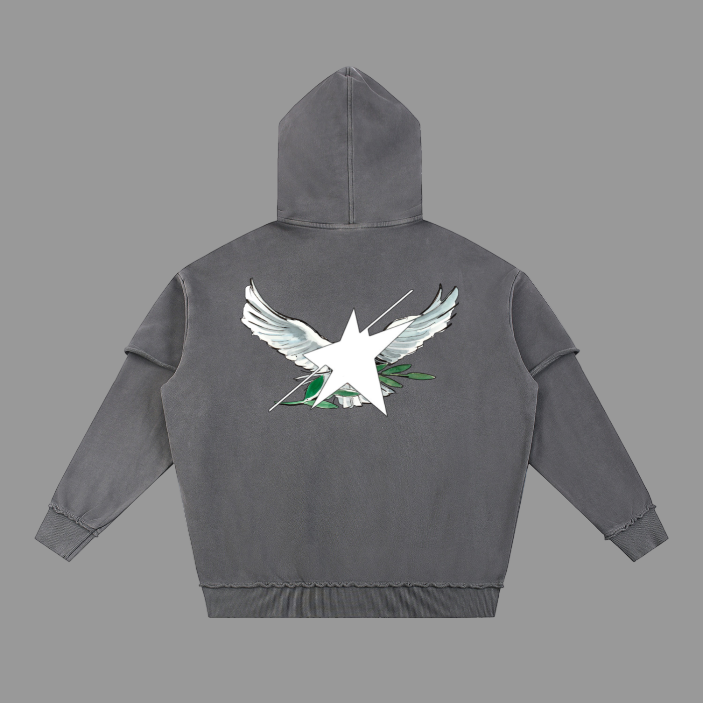 Stolo Clothing Co Birdies Hand Frayed Snow Washed Raw Edge Double Layered Hoodie