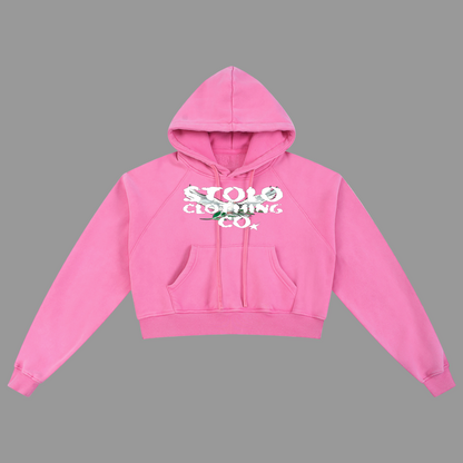 Stolo Clothing Co Birdies Snow Washed Cropped Hoodie