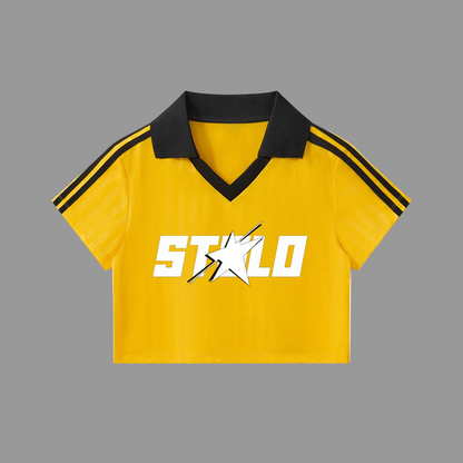 Stolo Clothing Co STARCHILD Contrast Collar Striped Cropped Jersey Tee