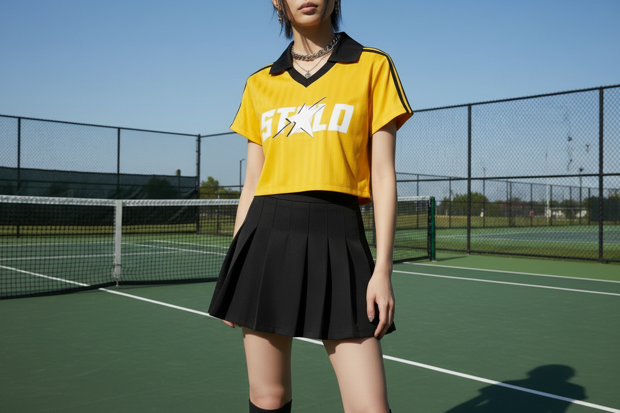 Stolo Clothing Co STARCHILD Contrast Collar Striped Cropped Jersey Tee