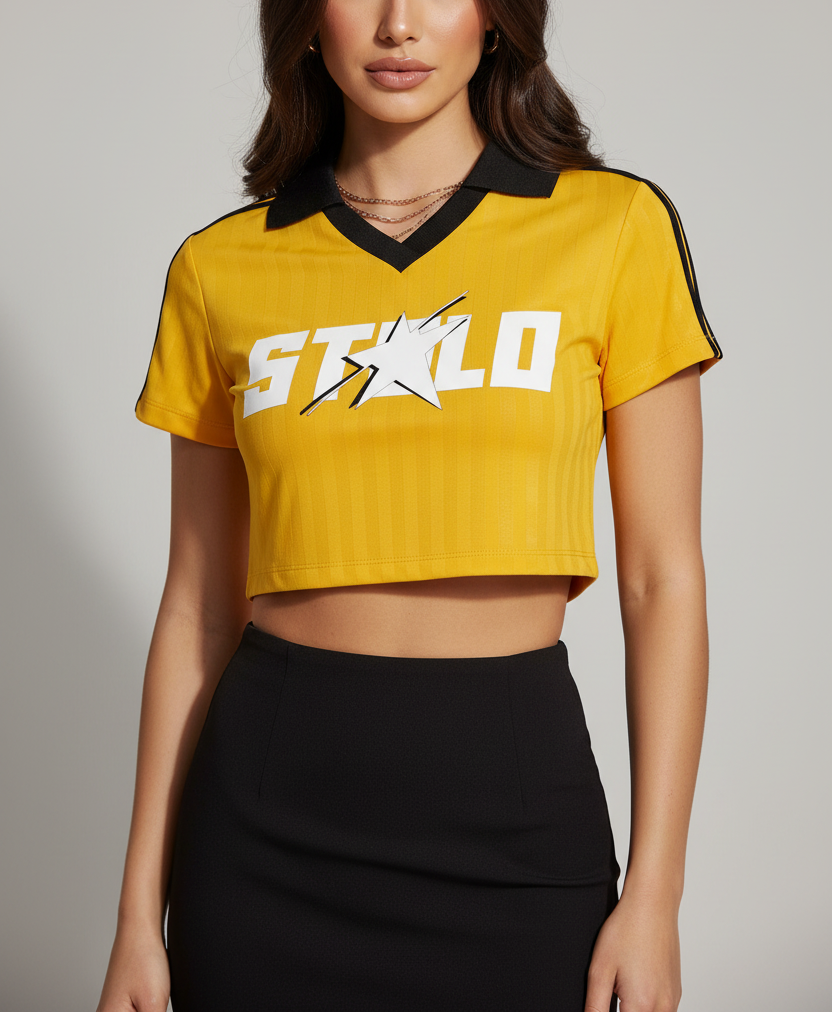 Stolo Clothing Co STARCHILD Striped Cropped Jersey Polo Tee