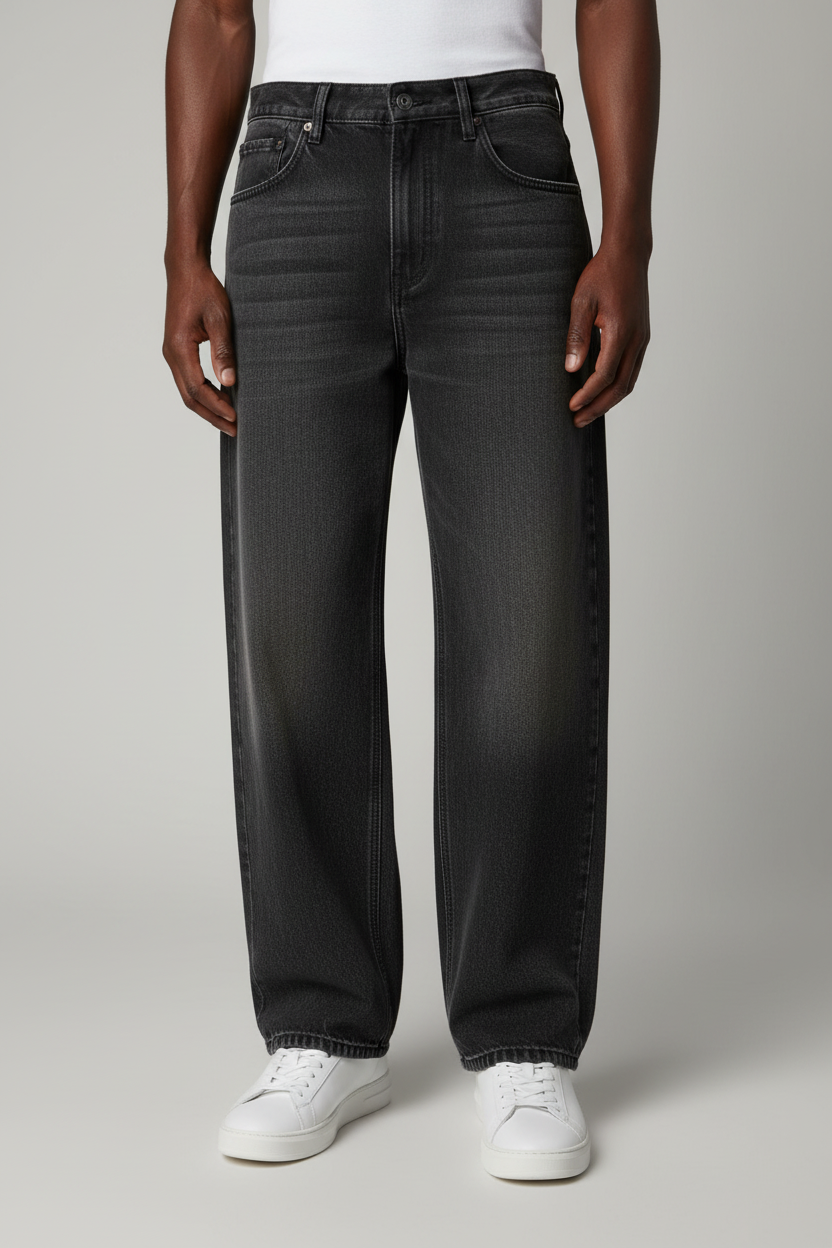 Stolo Clothing Co Essentials Vintage Washed Heavyweight Straight Leg Denim Jeans [BLACK]