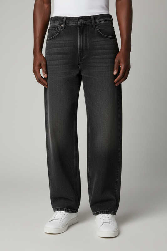 Stolo Clothing Co Essentials Vintage Washed Heavyweight Straight Leg Denim Jeans [BLACK]