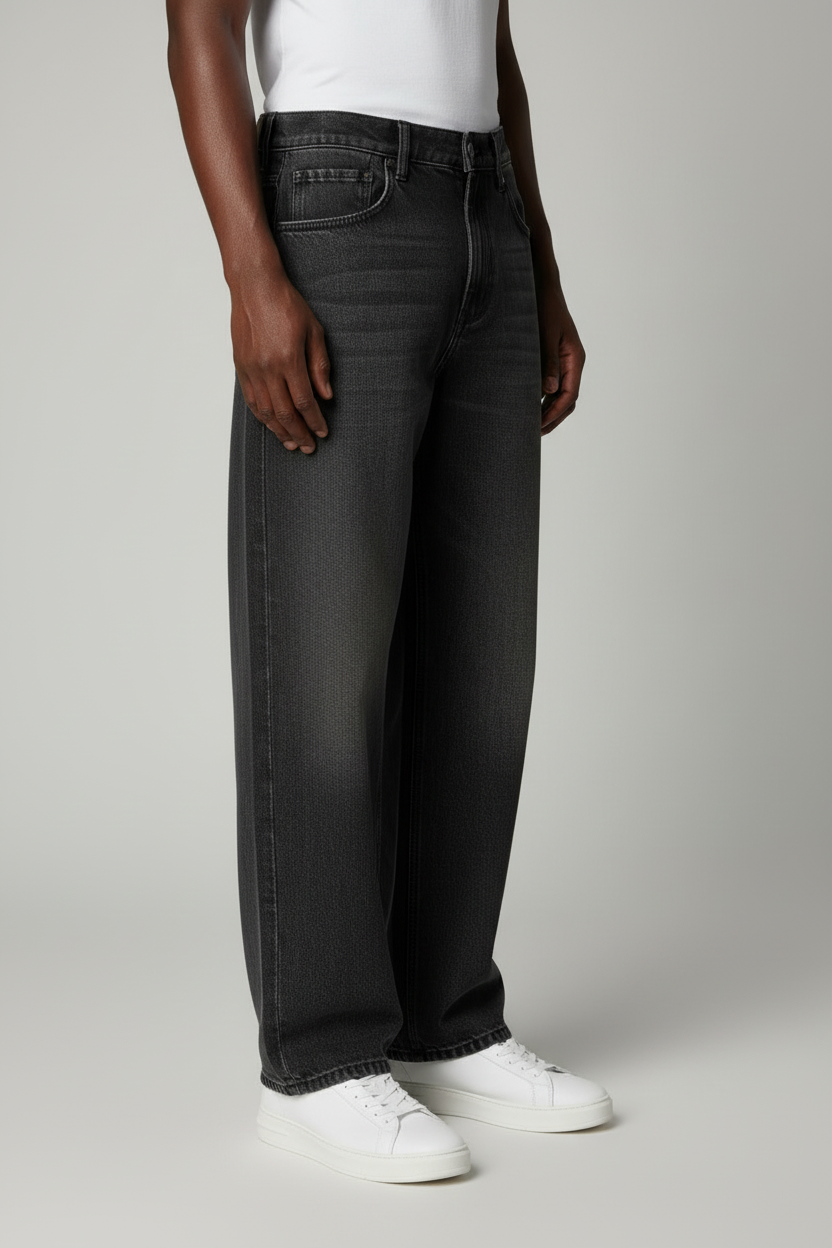 Stolo Clothing Co Essentials Vintage Washed Heavyweight Straight Leg Denim Jeans [BLACK]