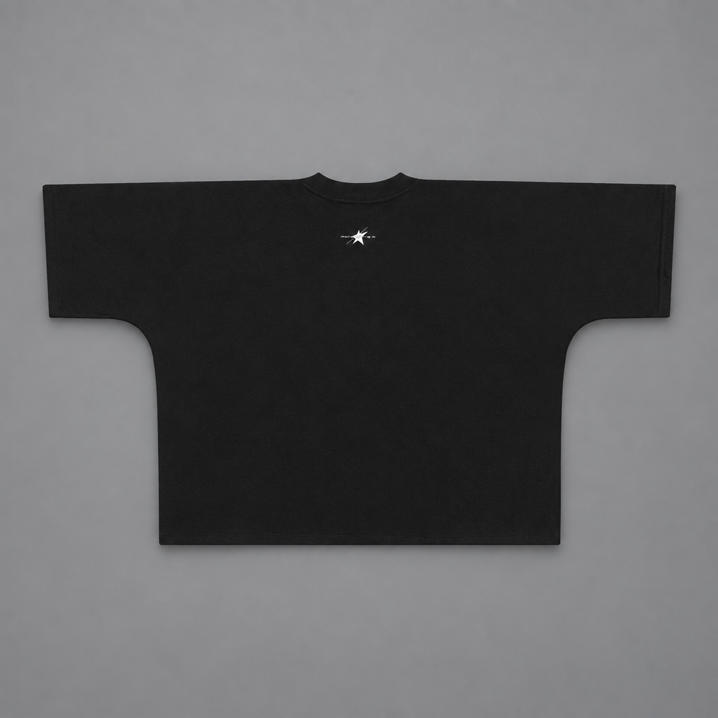 Back of the shirt on a grey studio background