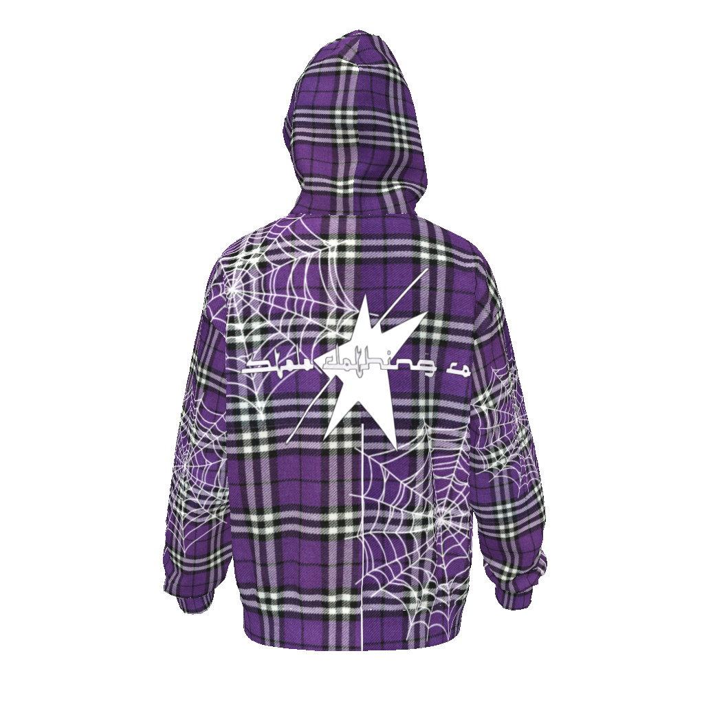 Stolo Clothing Co WEB LIFE Purple Flannel Unisex Drop Shoulder Oversized Hoodie