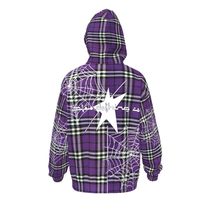 Stolo Clothing Co WEB LIFE Purple Flannel Unisex Drop Shoulder Oversized Hoodie