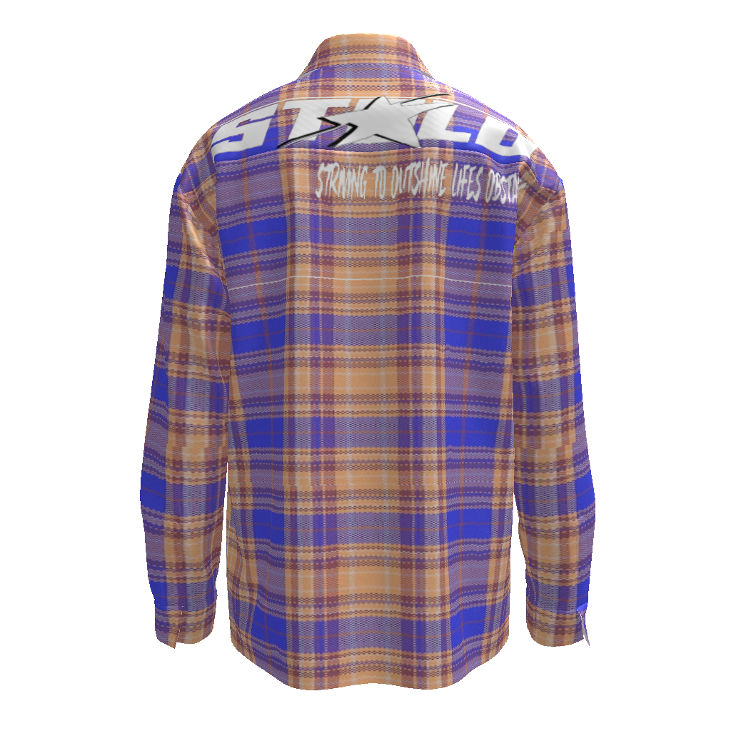 Stolo Clothing Co STARCHILD Blue & Orange Flannel Long Sleeve Shirt