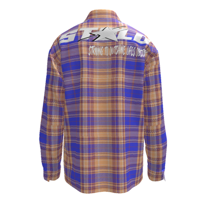 Stolo Clothing Co STARCHILD Blue & Orange Flannel Long Sleeve Shirt