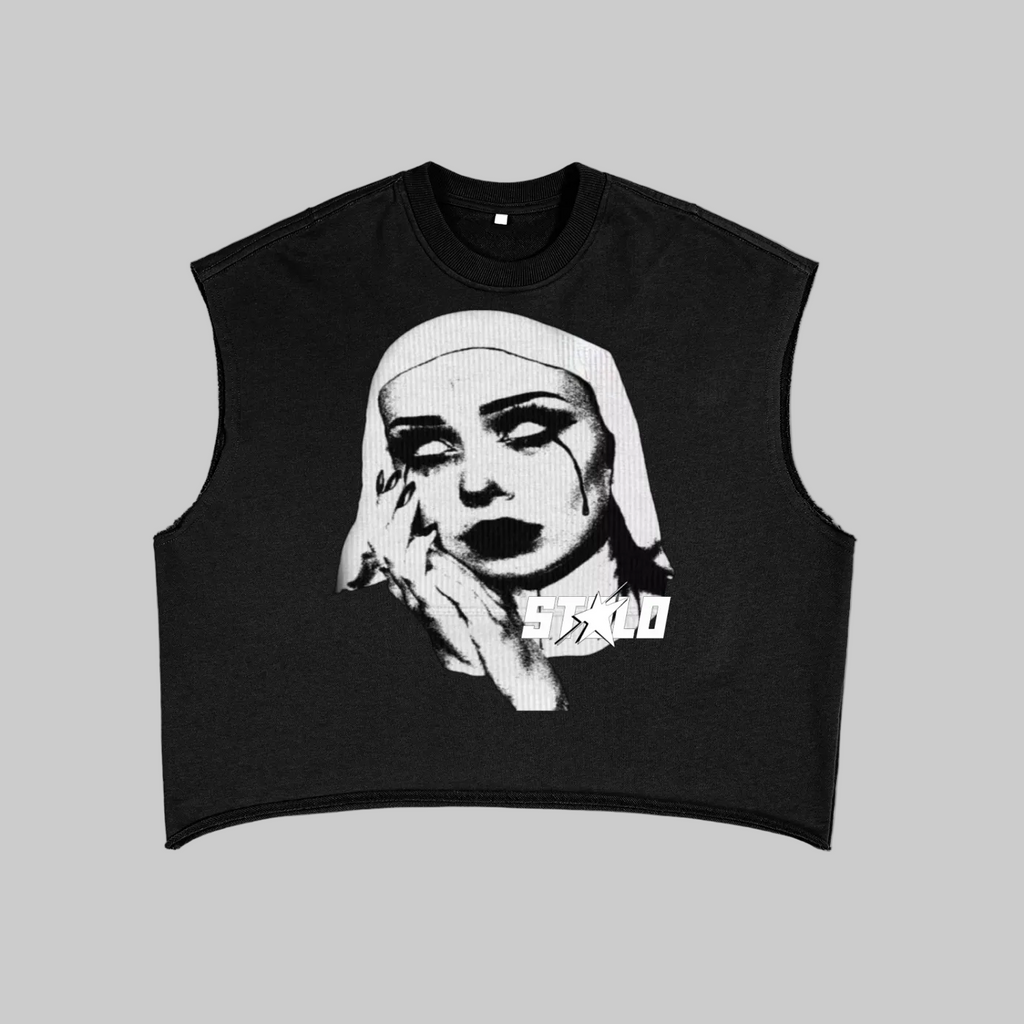 Stolo Clothing Co EVIL NUN French Terry Boxy Tank Top Tee