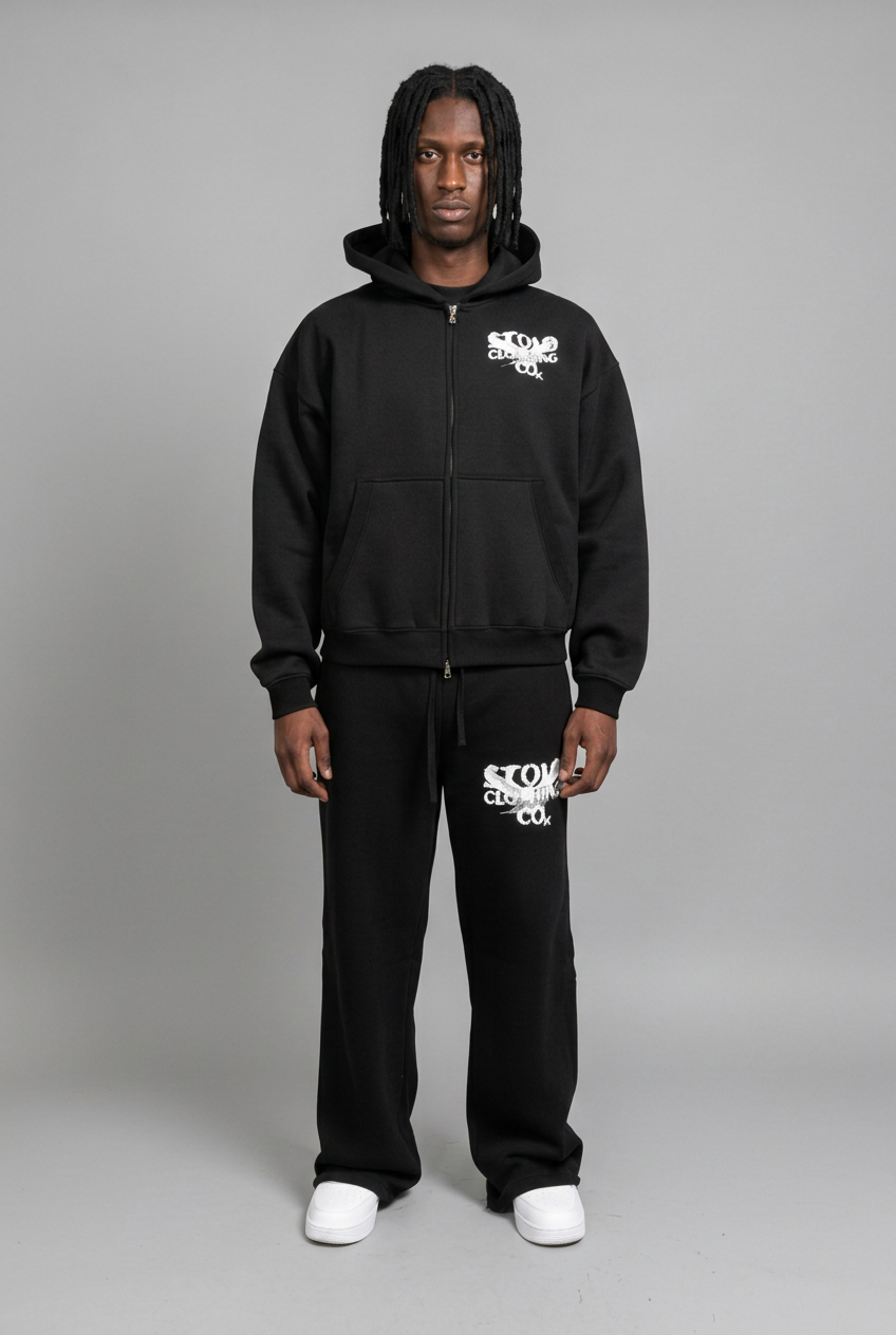 Birdies Boxy Double Zip hoodie with your usual male model