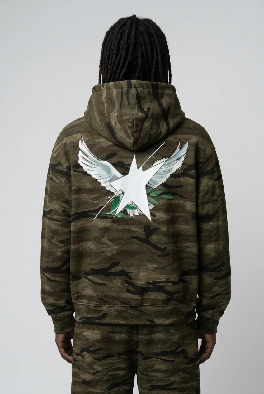 Birdies camo back graphic close-up