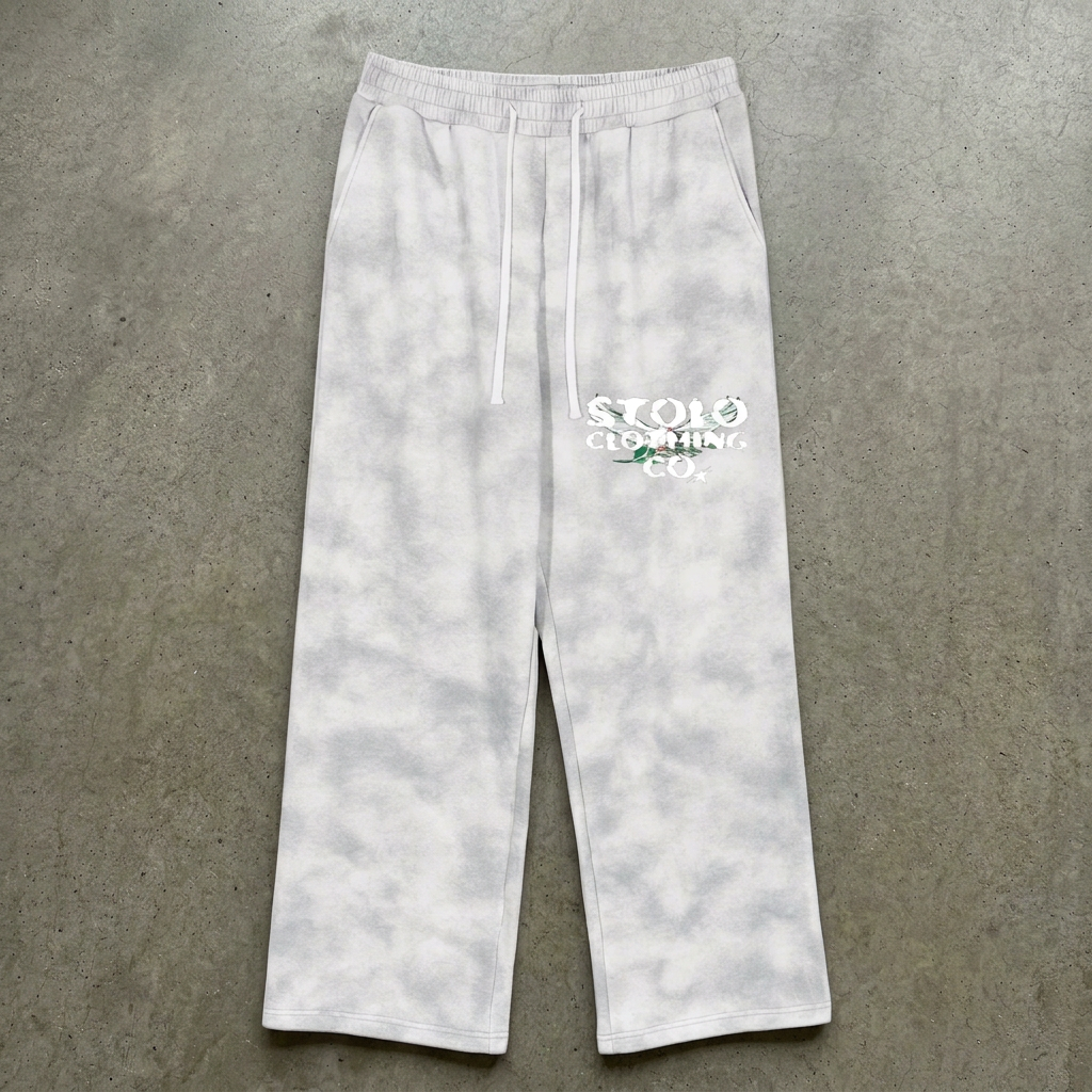 Birdies fleece pants with lighter reference-matched wash