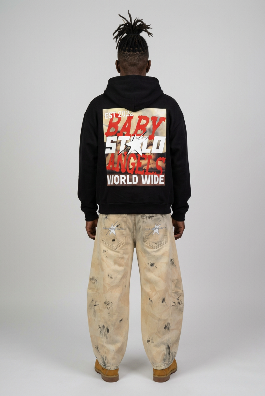 Black Baby Angels zip-up back with Curve Blade jeans