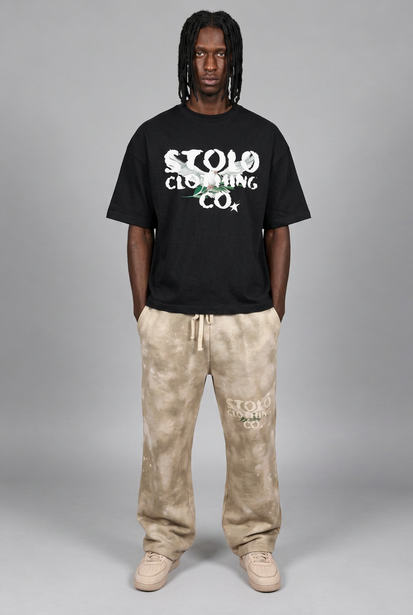 Black Birdies tee with supplied model’s face