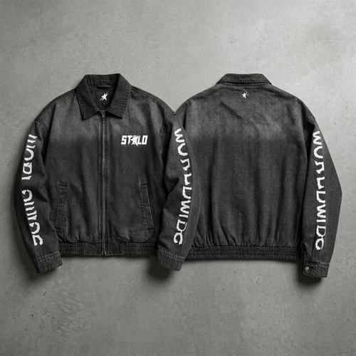 Black jacket front-and-back paired floor visual