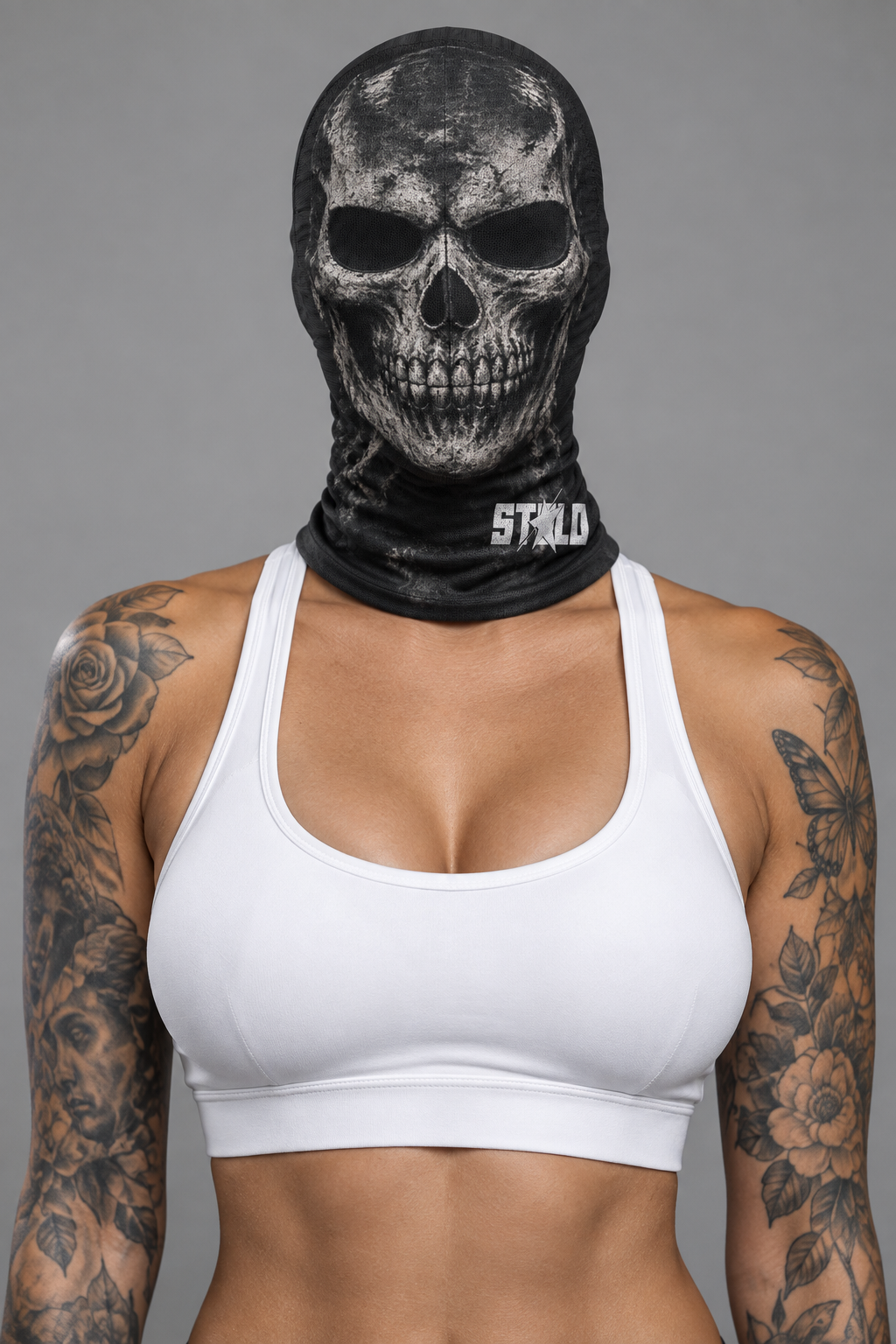 Black skull mask portrait retry