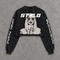 Black STOLO cropped sweater flat lay
