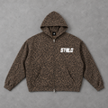 Brown STOLO double-zip hoodie gray-studio flat lay