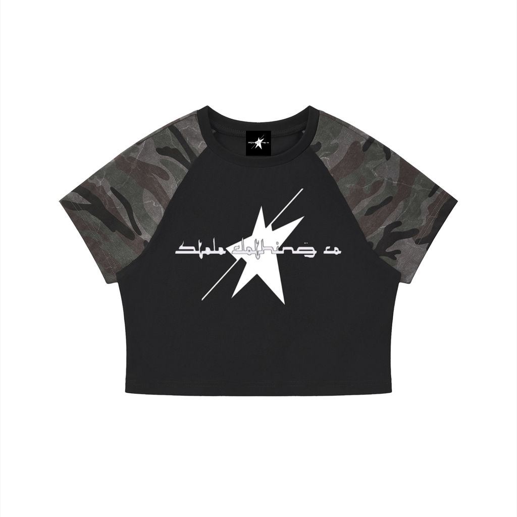 Stolo Clothing Co Logo Cropped Half Camo Crop Tee for Women