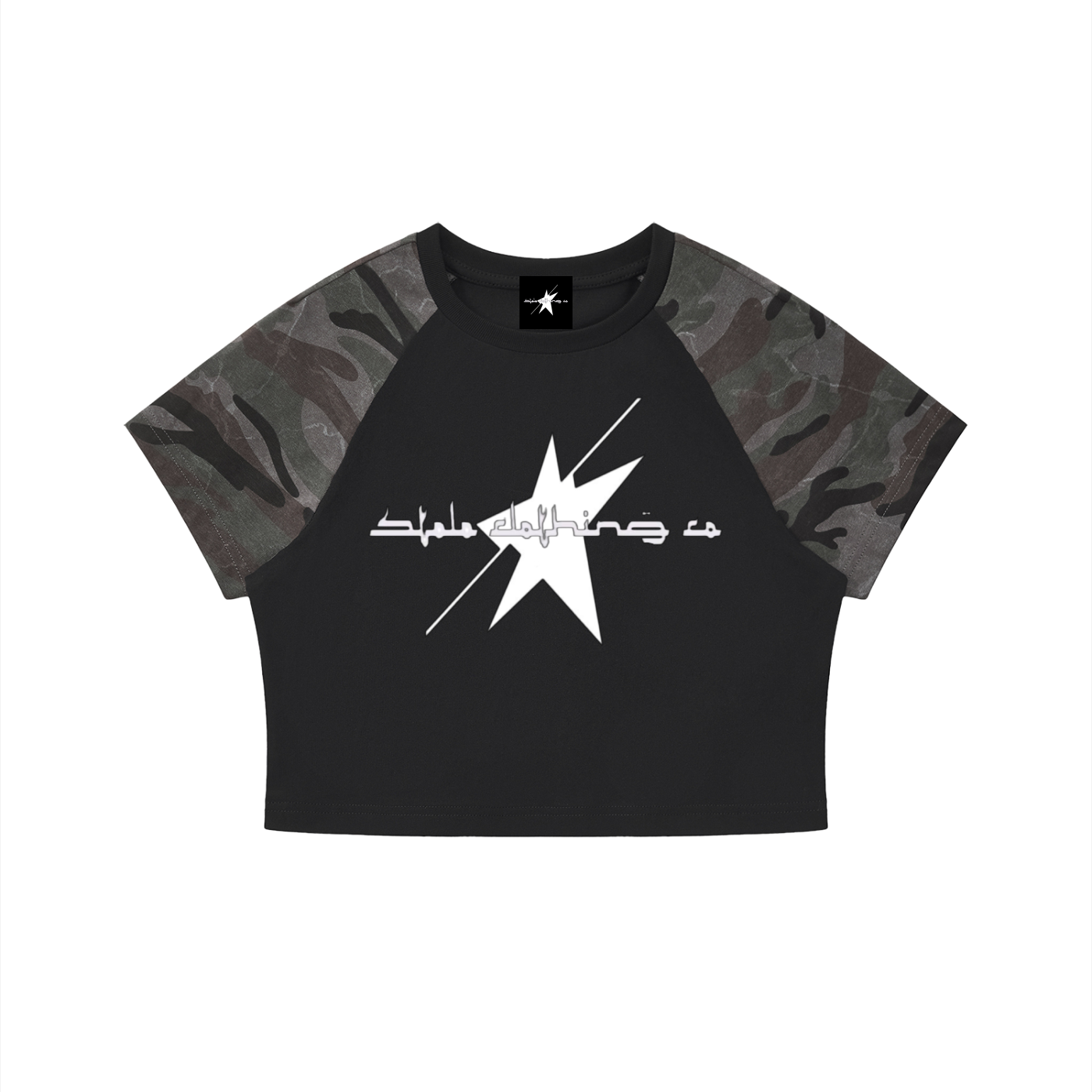 Stolo Clothing Co Logo Cropped Half Camo Crop Tee for Women