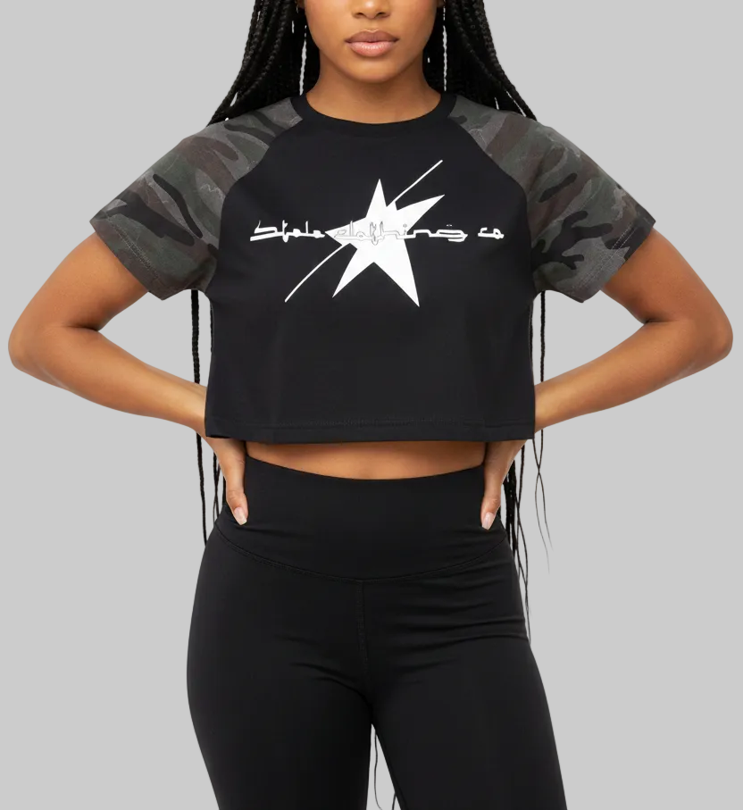 Stolo Clothing Co Logo Cropped Half Camo Crop Tee for Women