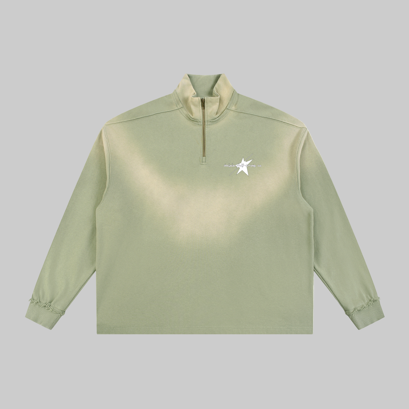 Stolo Clothing Co LOGO Sun Fade Raw Edge Quarter-Zip Sweatshirt