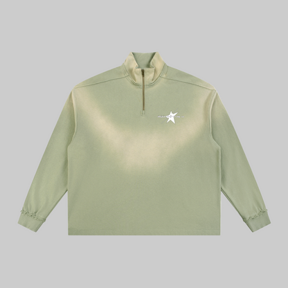 Stolo Clothing Co LOGO Sun Fade Raw Edge Quarter-Zip Sweatshirt