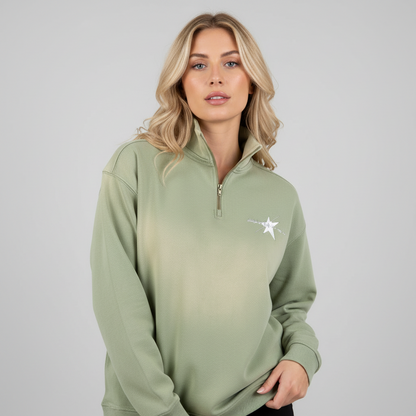 Stolo Clothing Co LOGO Sun Fade Raw Edge Quarter-Zip Sweatshirt