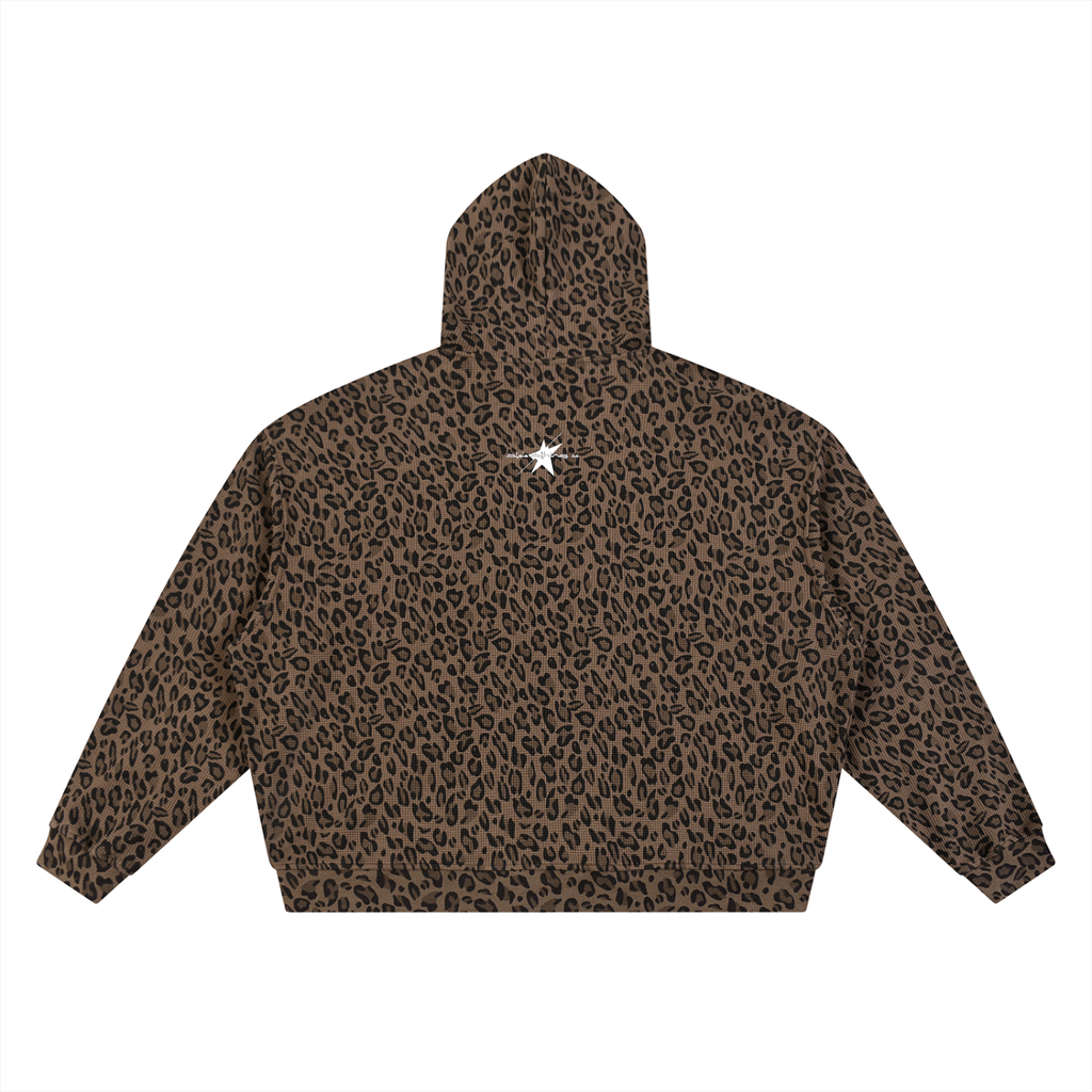 Stolo Clothing Co STARCHILD Leopard Print Waffle Texture Double Zip Up Hoodie