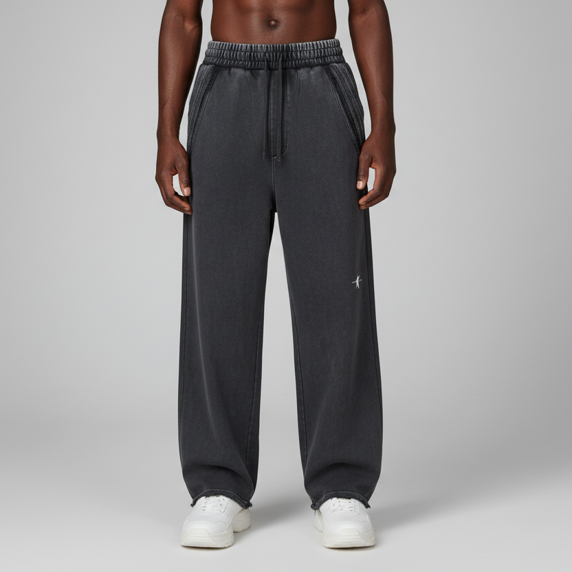 Stolo Clothing Co PROJECT 08 Snow Washed Tape Raw Edge Sweatpants