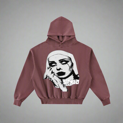 Stolo Clothing Co EVIL NUN Hand-Frayed Enzyme Washed Fleece Hoodie