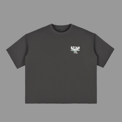 Stolo Clothing Co Birdies Minimalistic Boxy Frayed-Sleeve Raw-Edge Tee