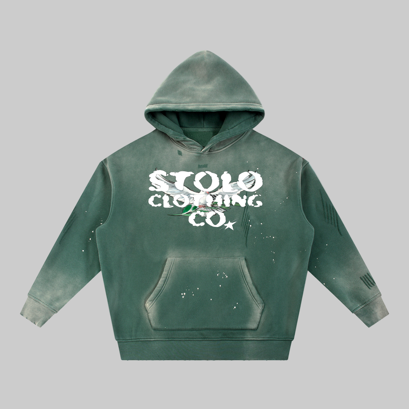 Limited Edition Stolo Clothing Co Birdies Vintage Washed Frayed Fleece Hoodie