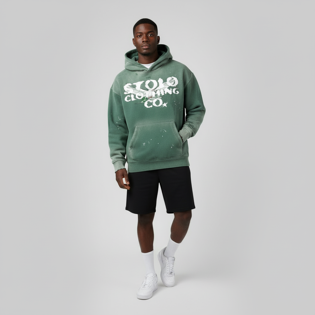 Limited Edition Stolo Clothing Co Birdies Vintage Washed Frayed Fleece Hoodie