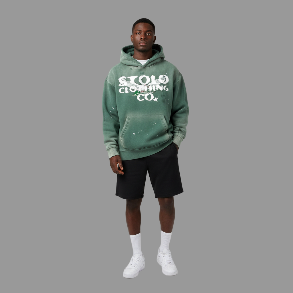 Limited Edition Stolo Clothing Co Birdies Vintage Washed Frayed Fleece Hoodie