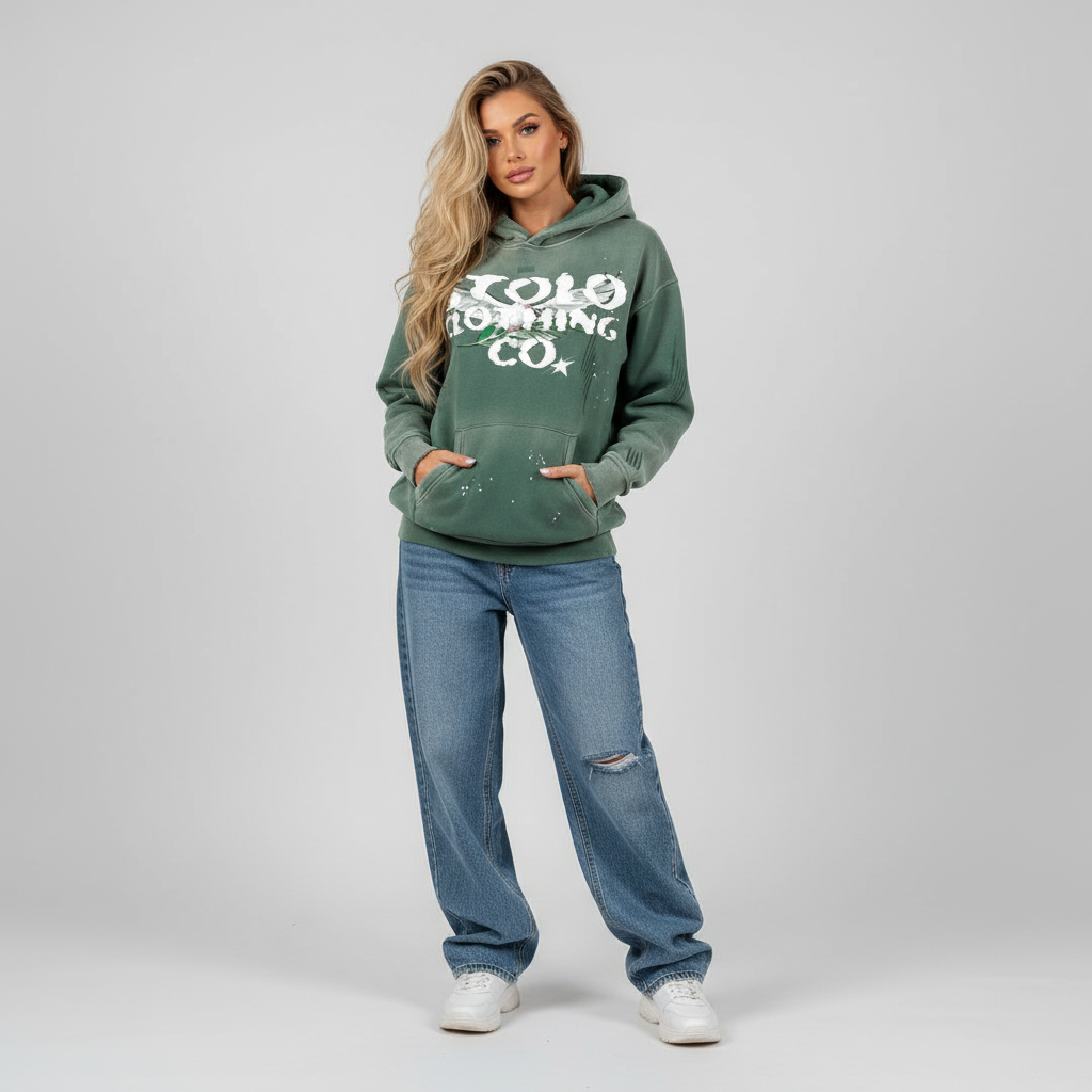 Limited Edition Stolo Clothing Co Birdies Vintage Washed Frayed Fleece Hoodie