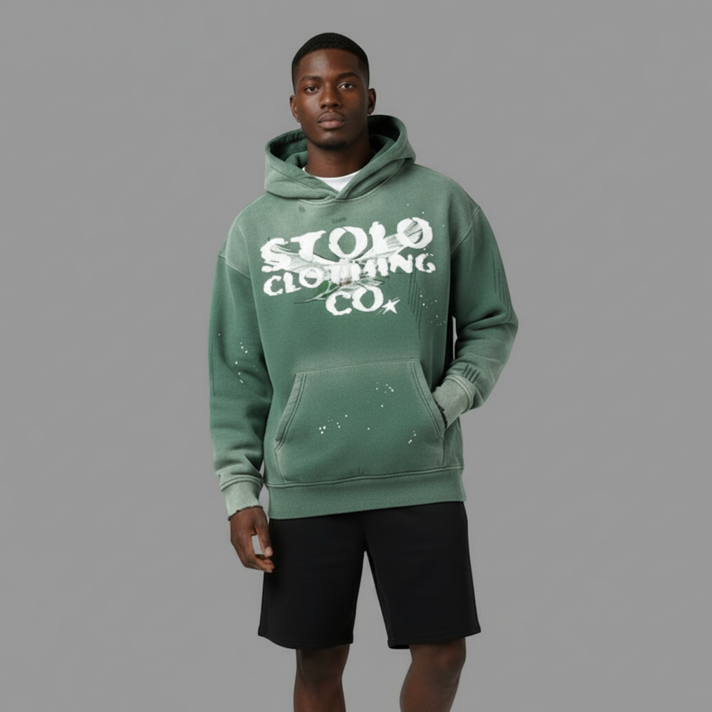 Limited Edition Stolo Clothing Co Birdies Vintage Washed Frayed Fleece Hoodie