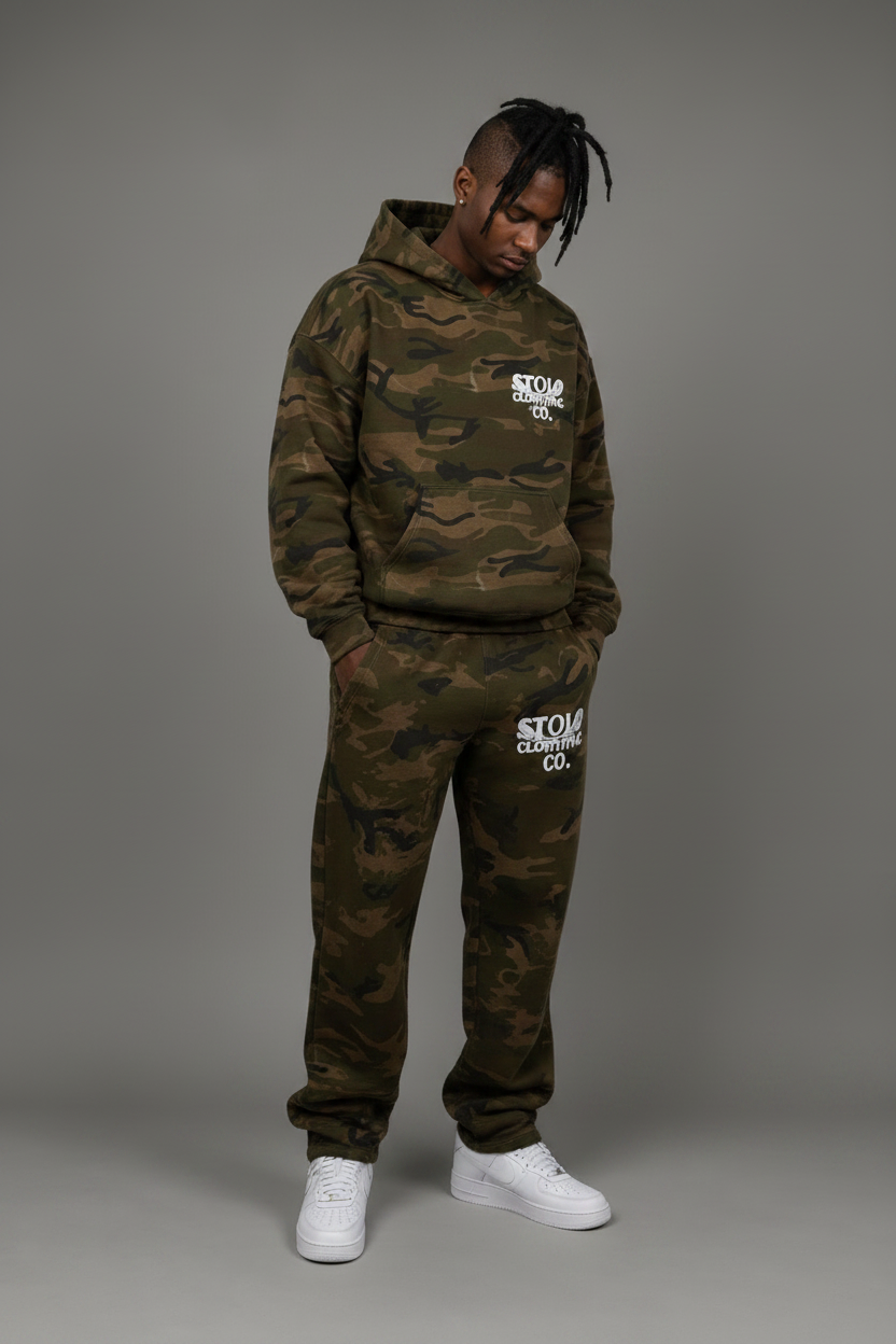Stolo Clothing Co Birdies Heavyweight Camo Boxy Hoodie (400GSM)