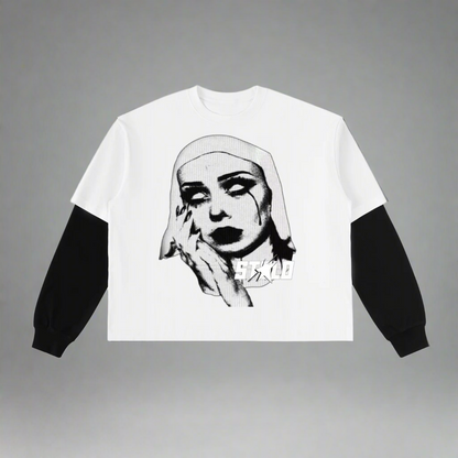 Stolo Clothing Co EVIL NUN Reversed Double Layered Cotton Tee [ BLACK & WHITE ]