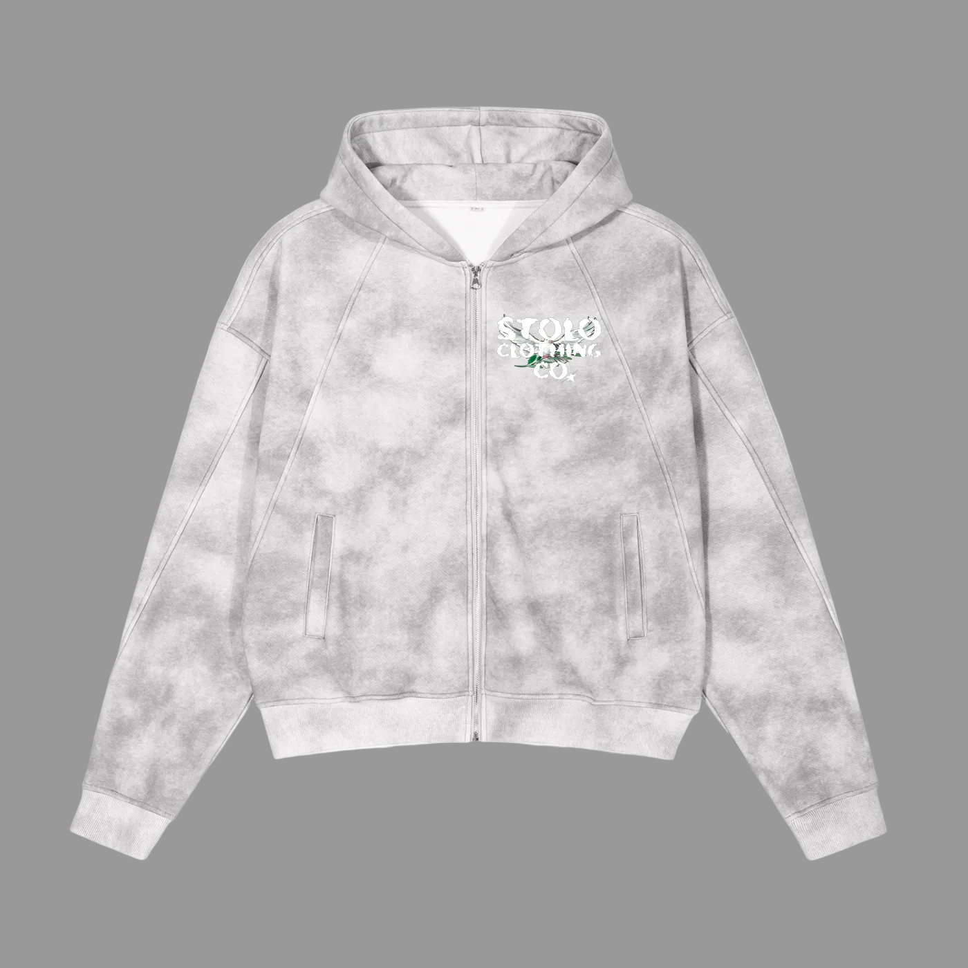 Stolo Clothing Co Birdies Dirty Washed Fleece Cropped Boxy Zip-Up  Hoodie