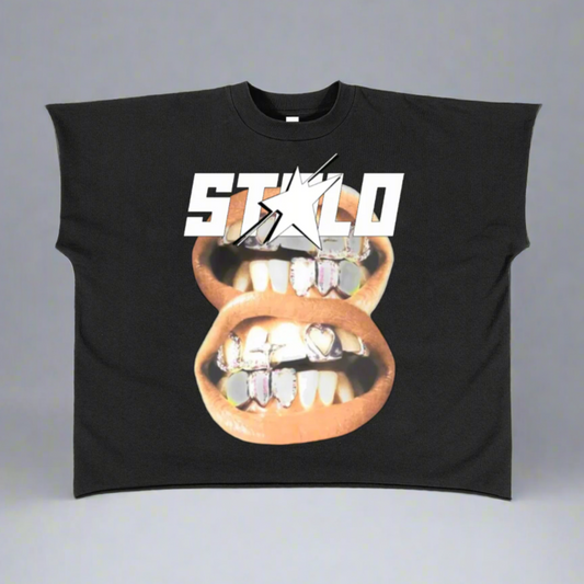 Stolo Clothing Co DOUBLE SMILE Raw Edge Boxy Non-Shrink Tank Top Tee