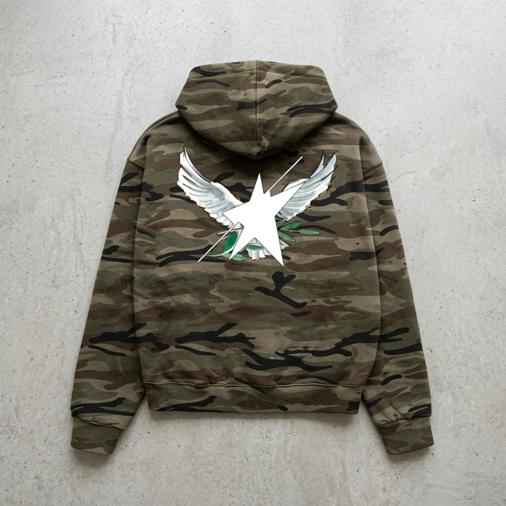 Camo hoodie back floor visual