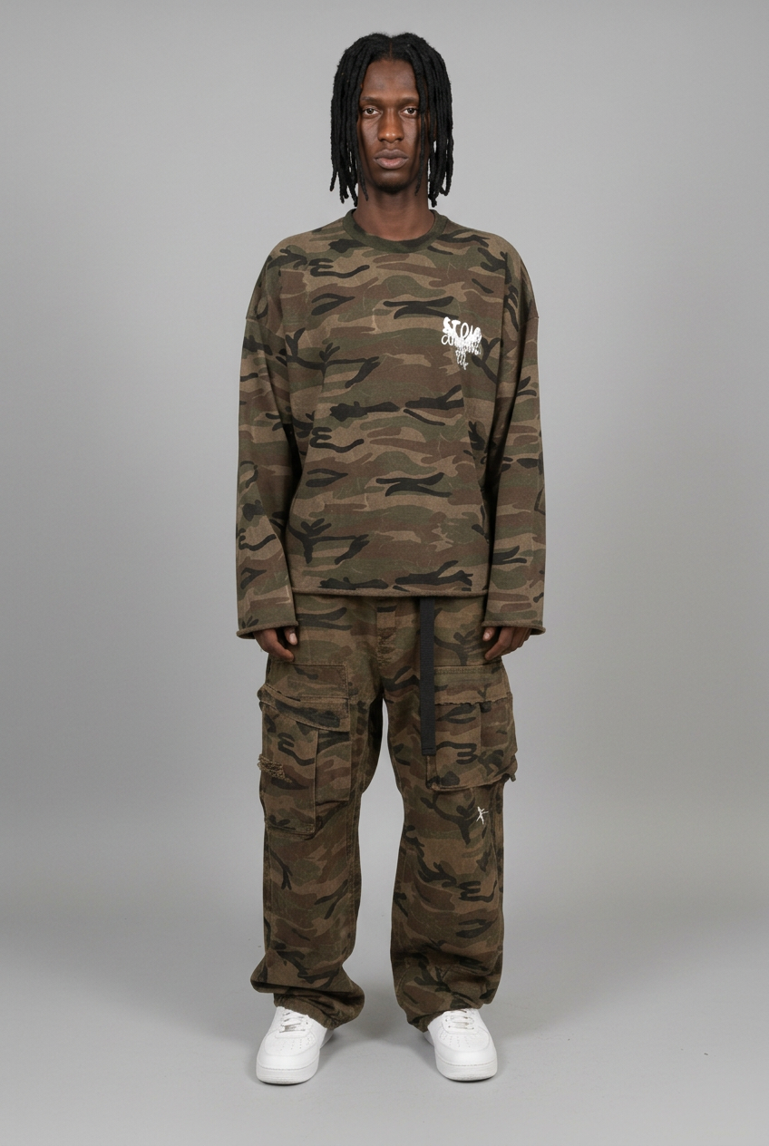 Camo outfit with supplied model’s face