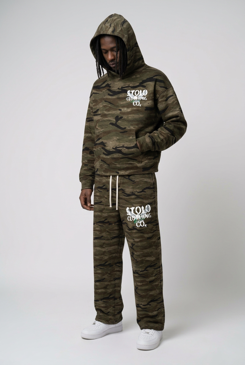 Camo set three-quarter front view