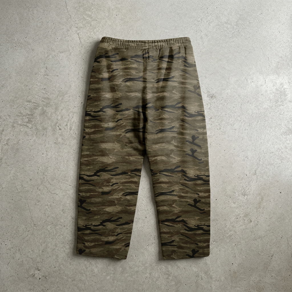 Camo sweatpants back floor visual