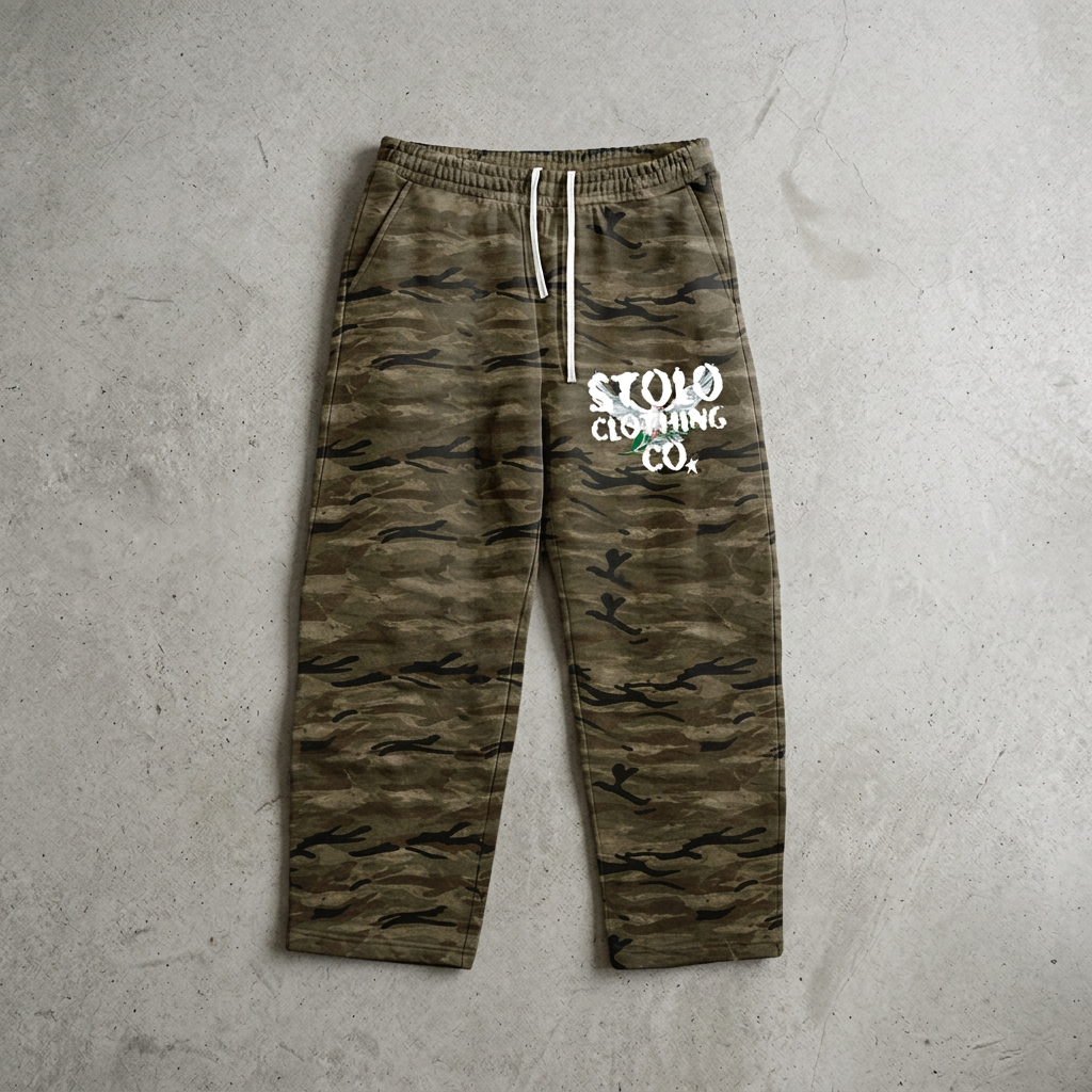 Camo sweatpants front floor visual